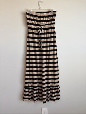Weavers Black and Tan Strapless Midi Dress